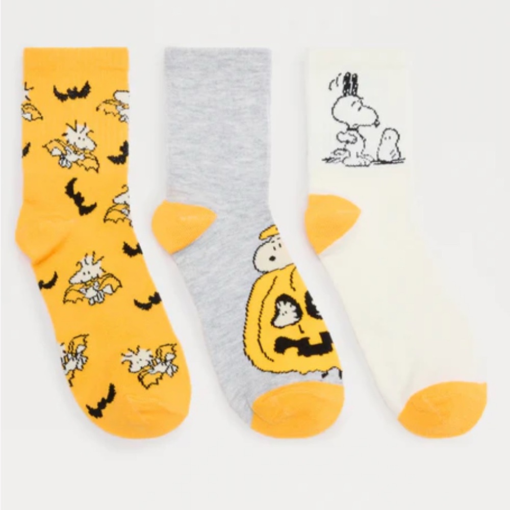 NWT Halloween Snoopy 3 Pack Socks - Orange/Combo